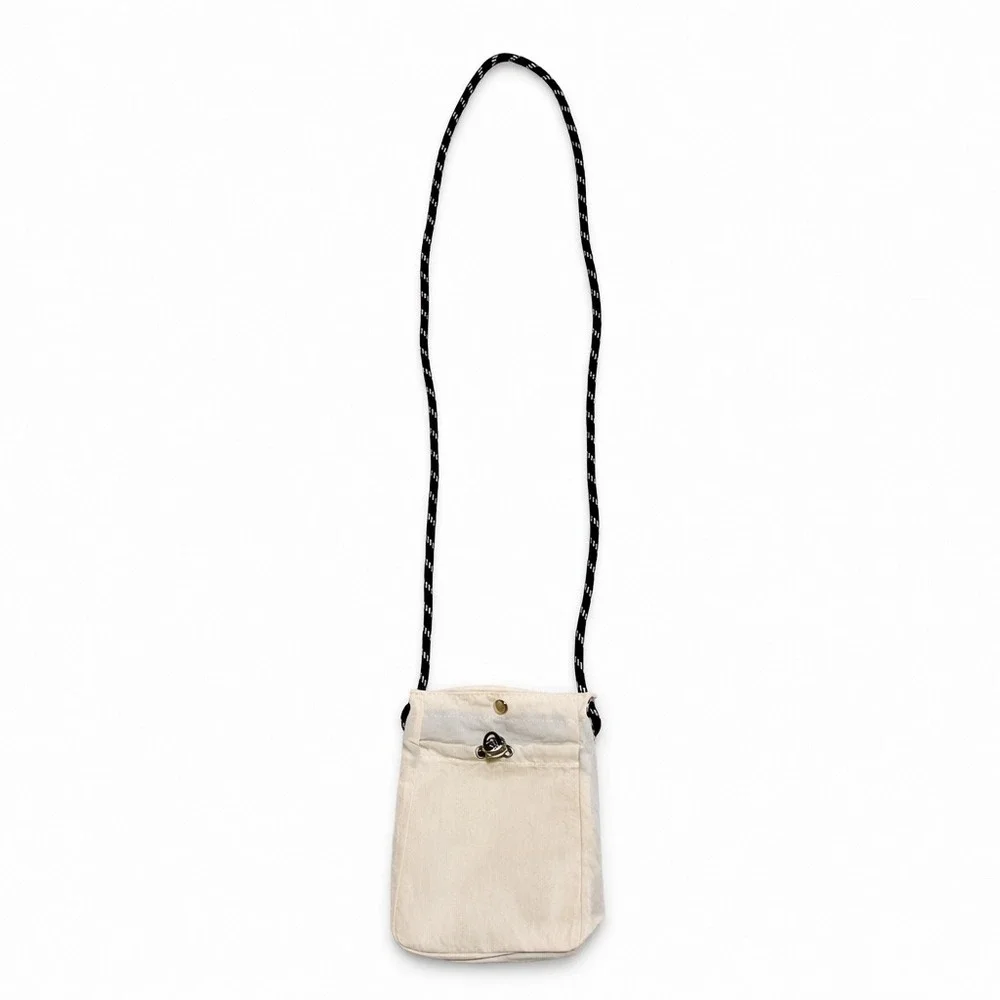 Beige Nylon Utility Crossbody Bag Rope Strap Gorpcore Techwear Pouch‎